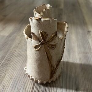Beige Ceramic bud vase